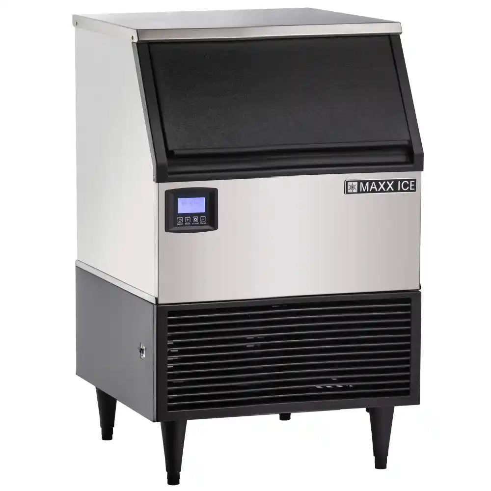 Maxx Ice Intelligent Series Self-Contained Ice Machine, 152 lbs/Day, Half Dice Ice Cubes, with 75 lbs Built-in Ice Storage Bin, in Stainless Steel with Black Trim (MIM150NH)