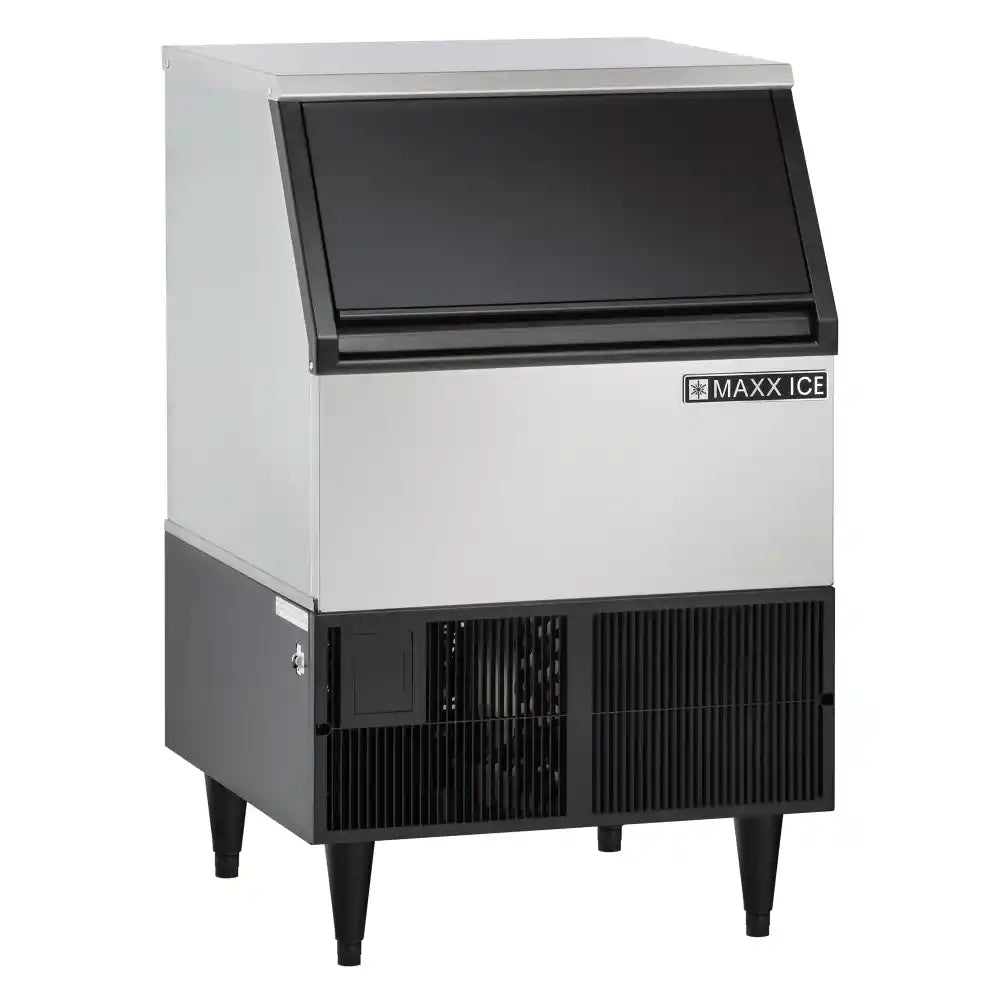 Maxx Ice Self-Contained Ice Machine, 260 lbs/Day, Full Dice Ice Cubes, with 75 lb Built-in Ice Storage Bin, in Stainless Steel with Black Trim (MIM250)