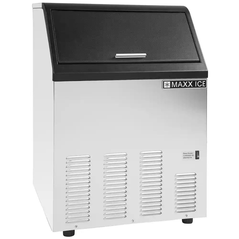 Maxx Ice Self-Contained Ice Machine, 130 lbs/Day, Bullet Ice Cubes, with 35 lb Built-in Ice Storage Bin, in Stainless Steel with Black Trim (MIM130)
