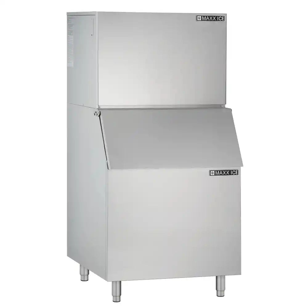 Maxx Ice Modular Ice Machine, 30"W, 460 lbs/Day, Full Dice Ice Cubes, and Storage Bin, 30"W, 400 lbs, in Stainless Steel (MIM452B)