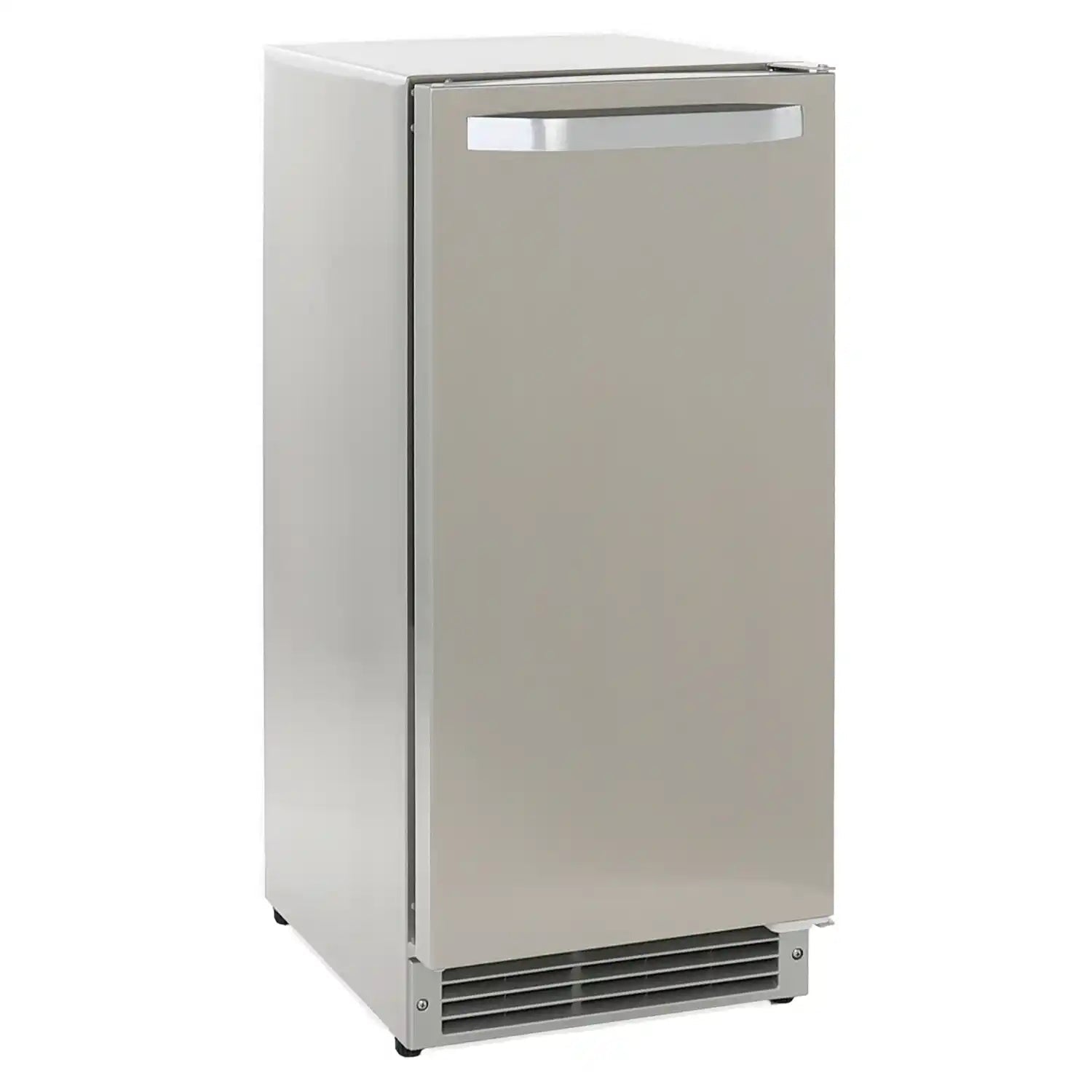 Maxx Ice Shallow Depth Outdoor Built-In Undercounter Ice Maker, 15"W, 25 lbs/Day, Crescent Ice Cubes, 22 lb Ice Storage Bin, in Stainless Steel (MIM25CO)