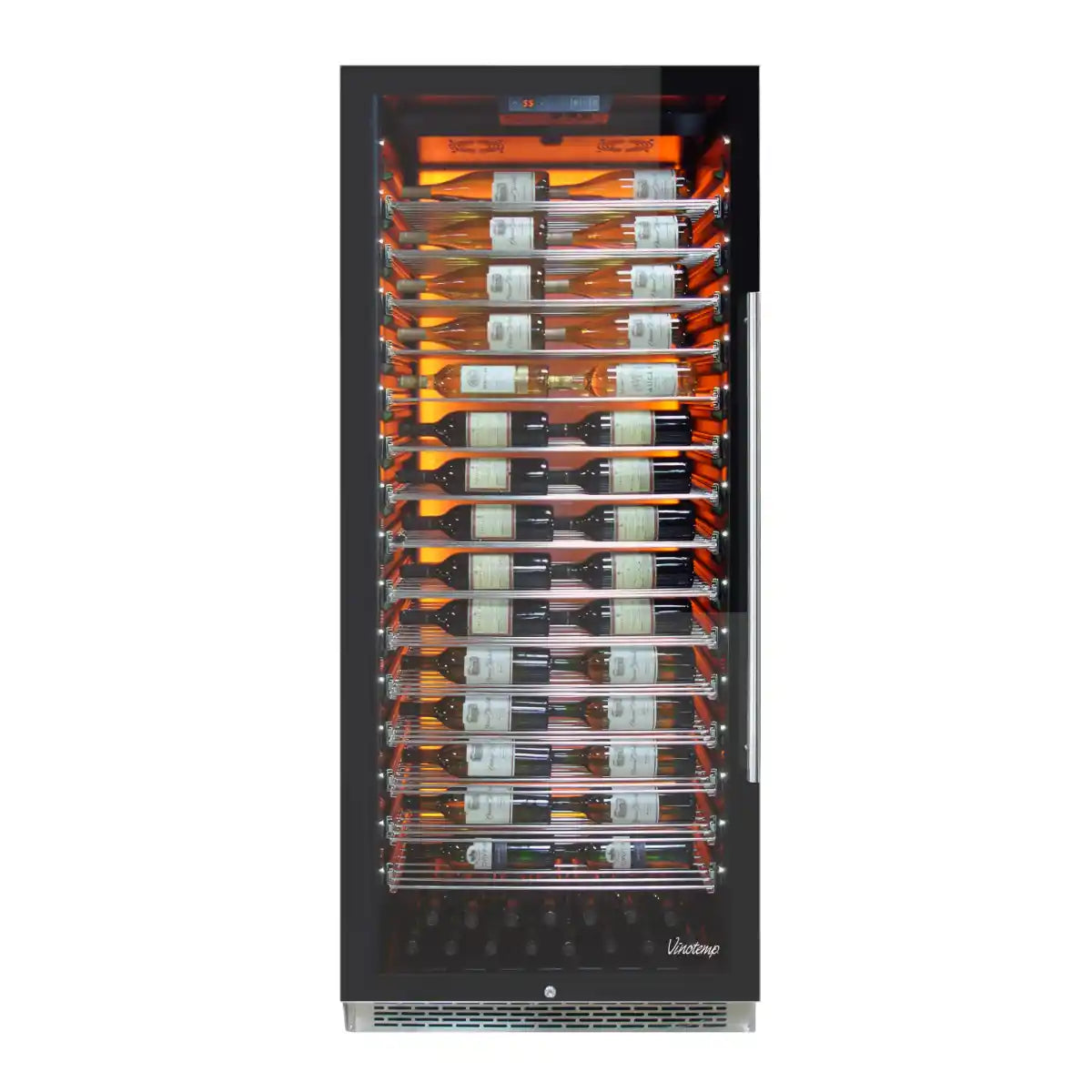Vinotemp Backlit Series Commercial 300 Single-Zone Wine Cooler, 188 Bottle Capacity, in Black