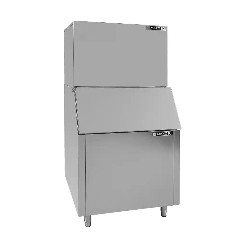 Maxx Ice Modular Ice Machine, 30"W, 602 lbs/Day, Full Dice Ice Cubes, and Storage Bin, 30"W, 580 lbs, in Stainless Steel (MIM600-B580)