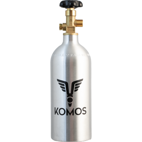 Komos 2.5 lb CO2 Tank Premium Aluminum New CGA320 Valve US DOT Approved