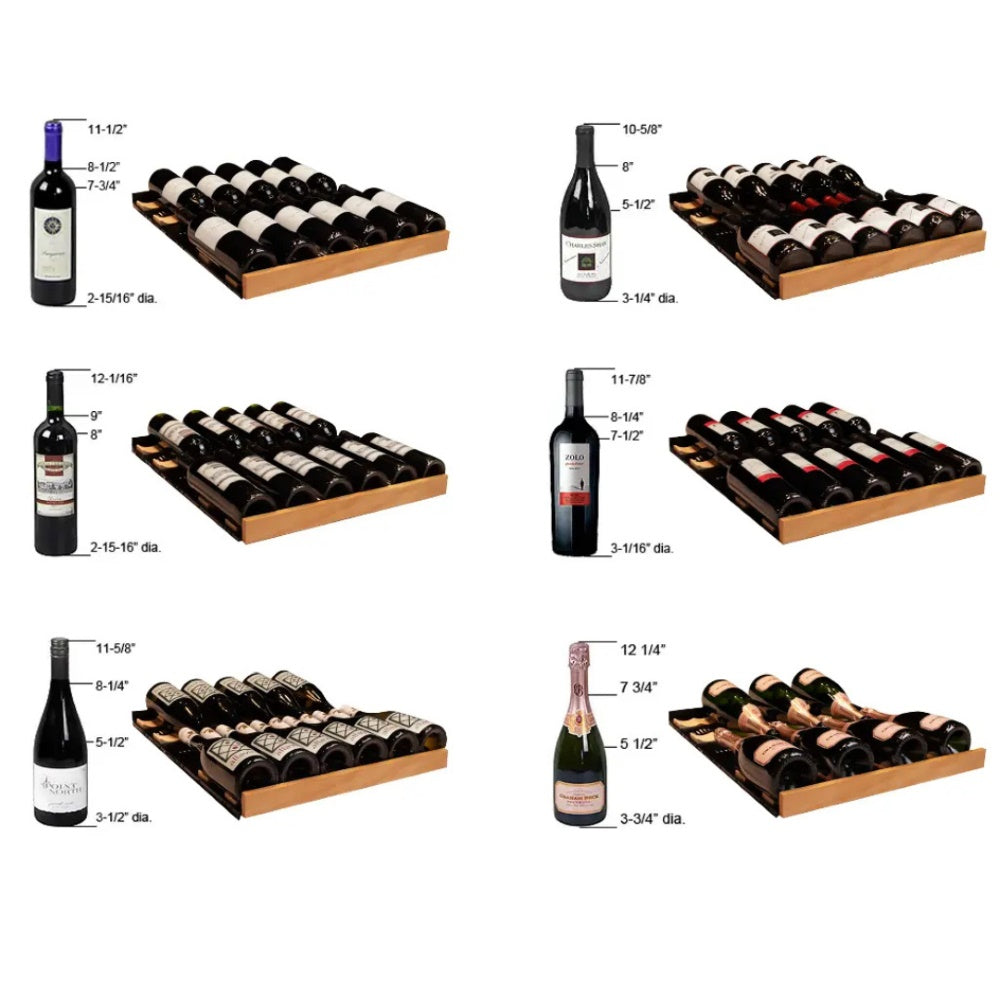 bottle measurements for the Allavino VSW15471D-2SL Wine Cooler