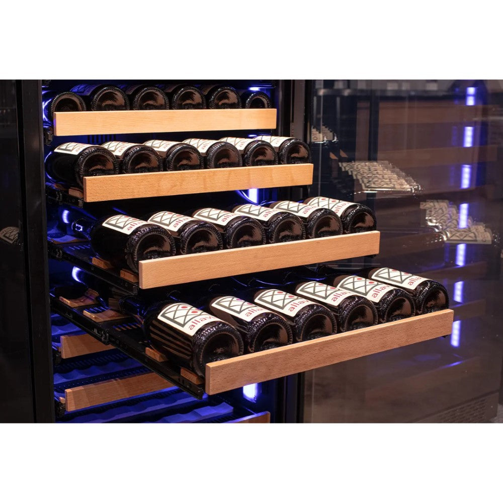 racks of Allavino VSW15471D-2SL Wine Cooler pulled out with wine bottles on them