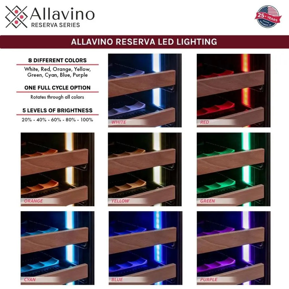 Allavino VSW15471D-2 Wine Refrigerator LED Light Settings Infographic