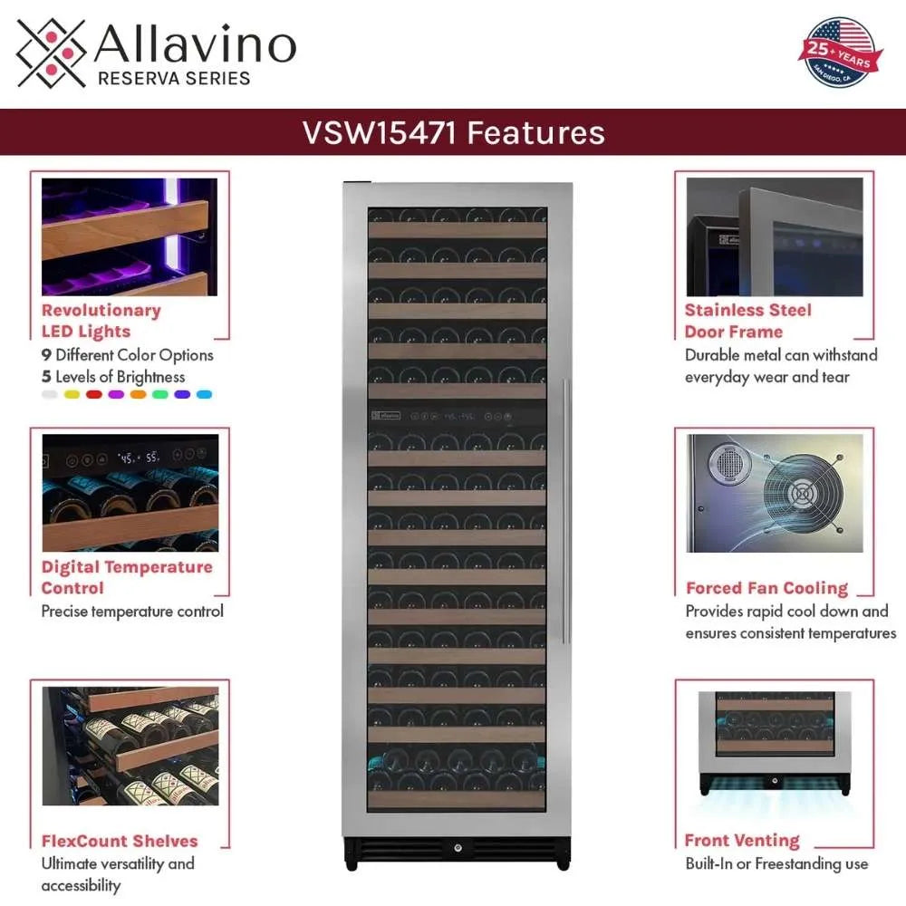 Allavino VSW15471D-2 Wine Refrigerator Main Features Infographic