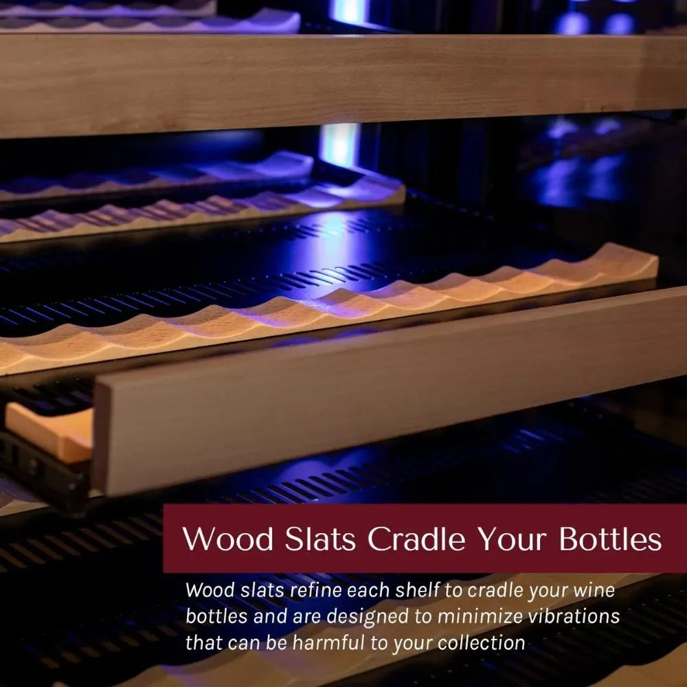 Close Up Photo of Allavino VSW15471D-2 Wine Cooler Wood Slats