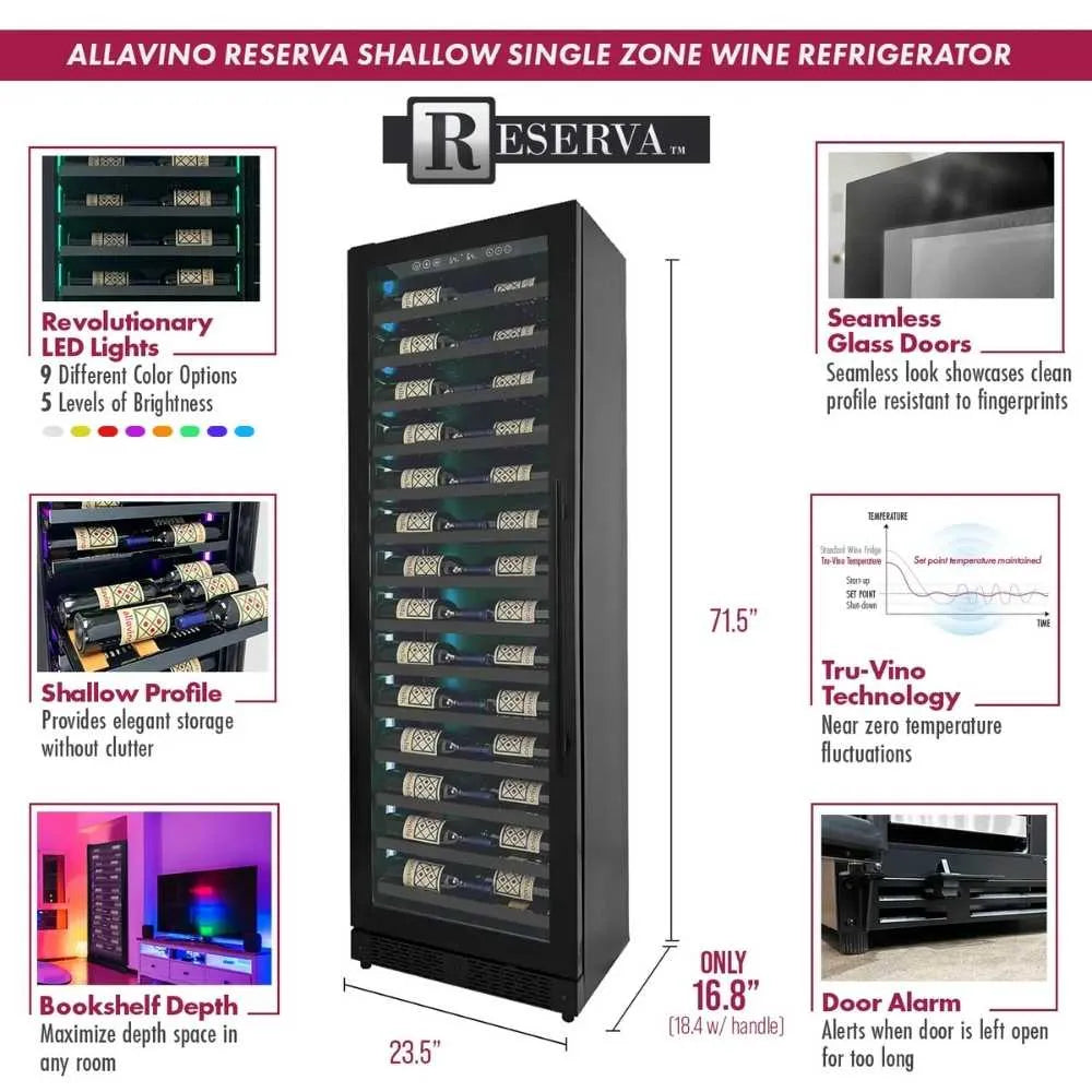 Black Allavino VSW6771S-1 Wine Fridge Reserva Features Infographic