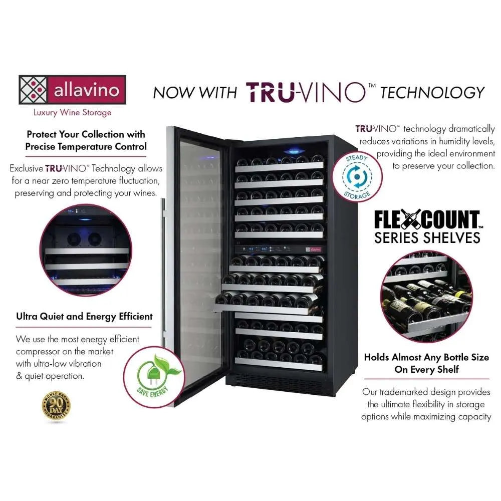 Allavino 121 Bottle Wine Cooler Tru-Vino Technology Features Infographic