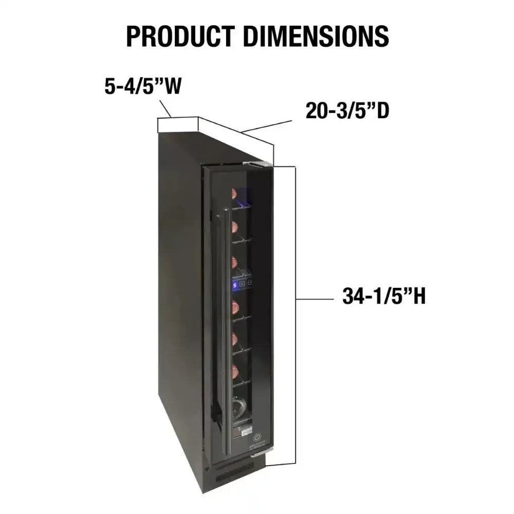 Vinotemp EL-7TS-BLACK Wine Cooler Dimensions Illustration