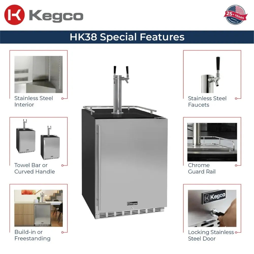 Kegco HK38BSU-2 Built-in Kegerator Special Features Infographic