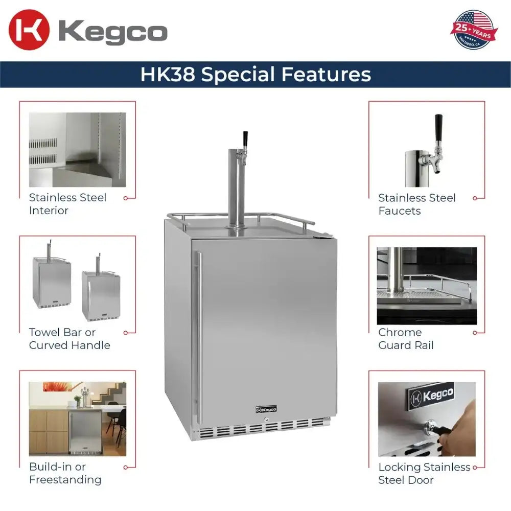 Infographic of Kegco HK38SSU-1 Built-In Kegerator Special Features
