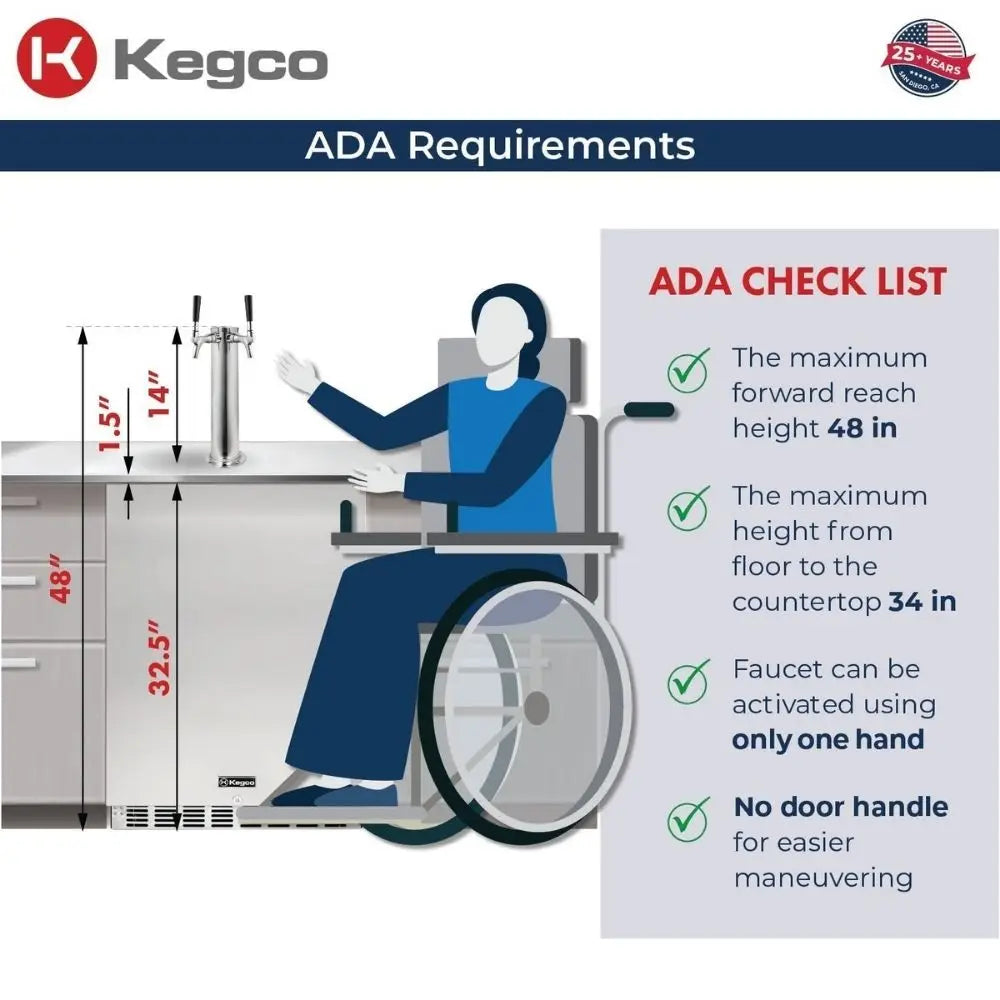 Kegco HK48BSA-2 Built-in Kegerator ADA Requirements Infographic