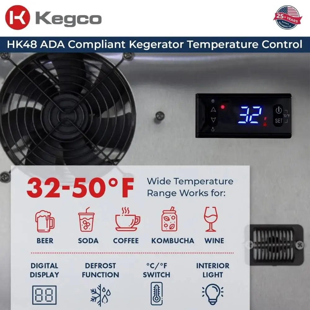 HK48BSA-2 Kegerator Wide Range Temperature Feature Infographic