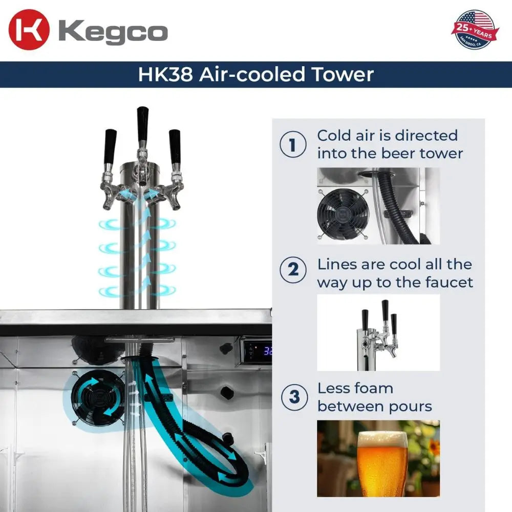 HK38SSU-3 Kegerator Air Cooled Tower Features Infographic
