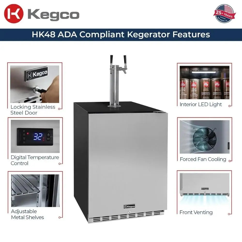 Kegco HK48BSA-2 Kegerator Special Features Infographic