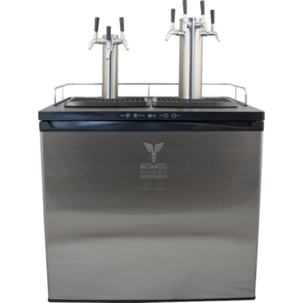 Komos 35-2/5" Double-Wide Freestanding Stainless Steel Air-Cooled Towers Kegerator