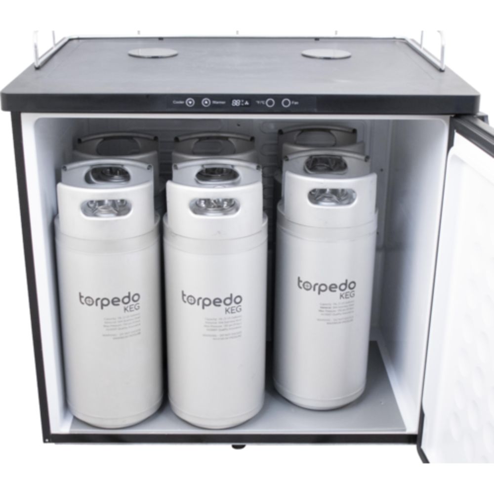 Komos 35-2/5" Double-Wide Freestanding Stainless Steel Air-Cooled Towers Kegerator