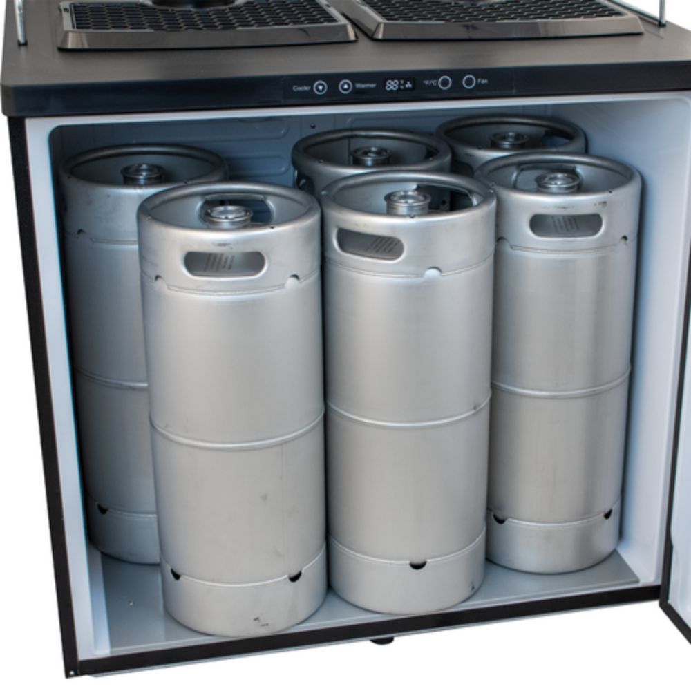 Komos 35-2/5" Double-Wide Stainless Steel Door Freestanding Kegerator