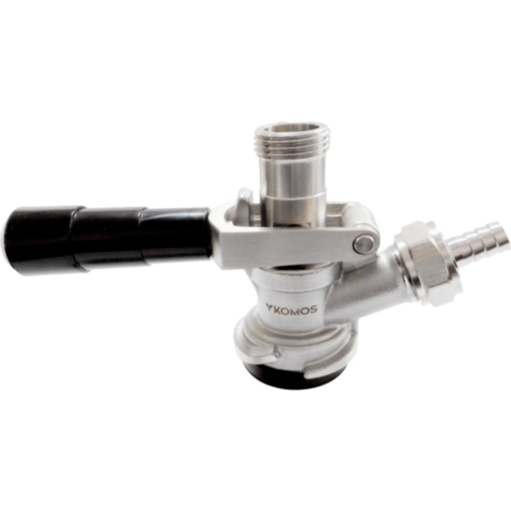 Komos D-Style Keg Coupler Sanke Beer Tap Stainless Steel Body & Probe PRV Gas Barb Included