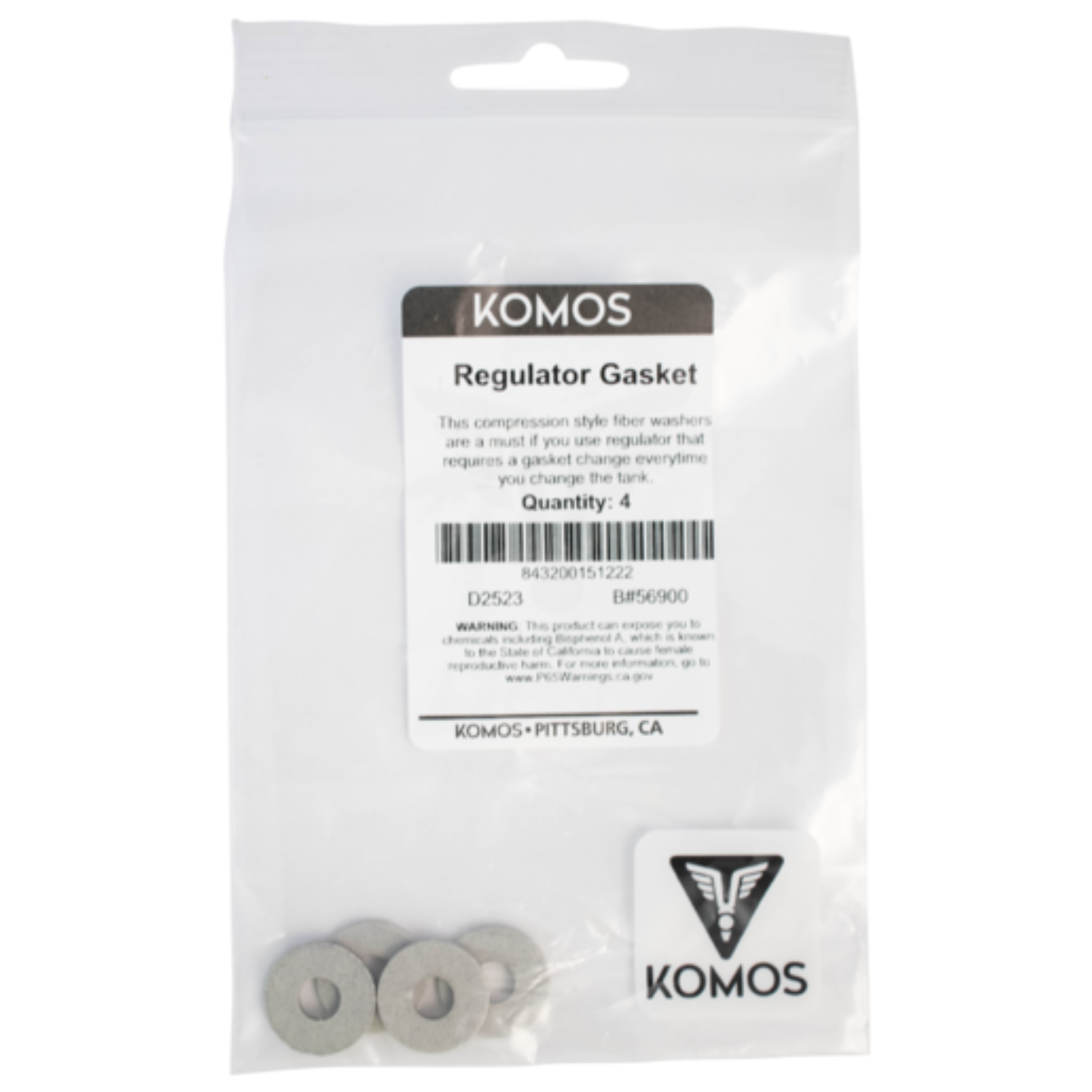 Komos CO2 Regulator Gasket Fiber Washer 4-Pack