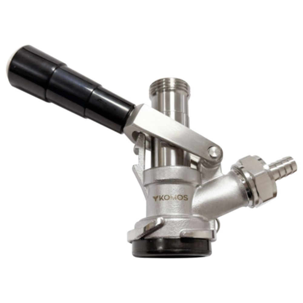 Komos D-Style Keg Coupler Sanke Beer Tap Stainless Steel Body & Probe PRV Gas Barb Included