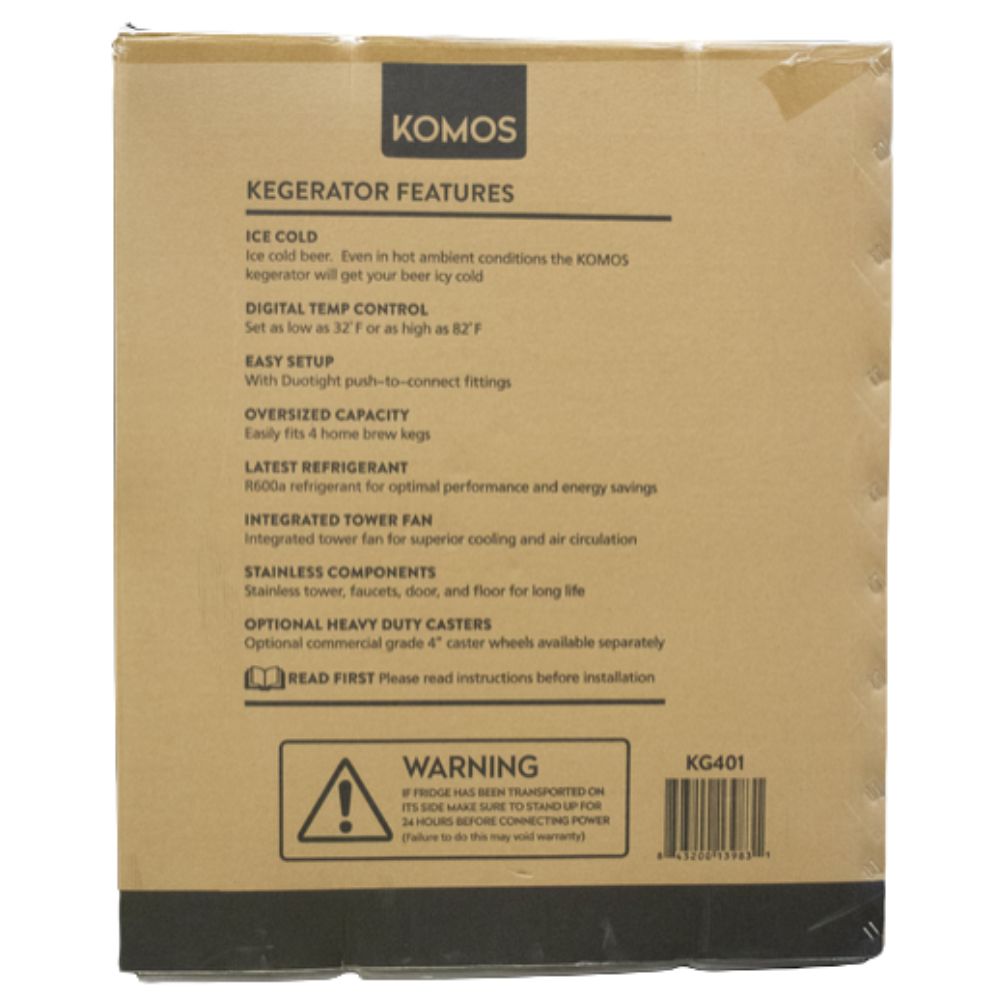 Komos 23-3/4" Freestanding Kegerator - Fits Up To 4 Ball Lock Corny Kegs