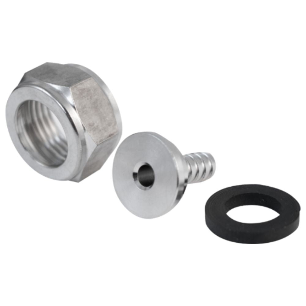 Komos Tailpiece Hex Nut And Gasket Set Stainless 1/4 " Barb