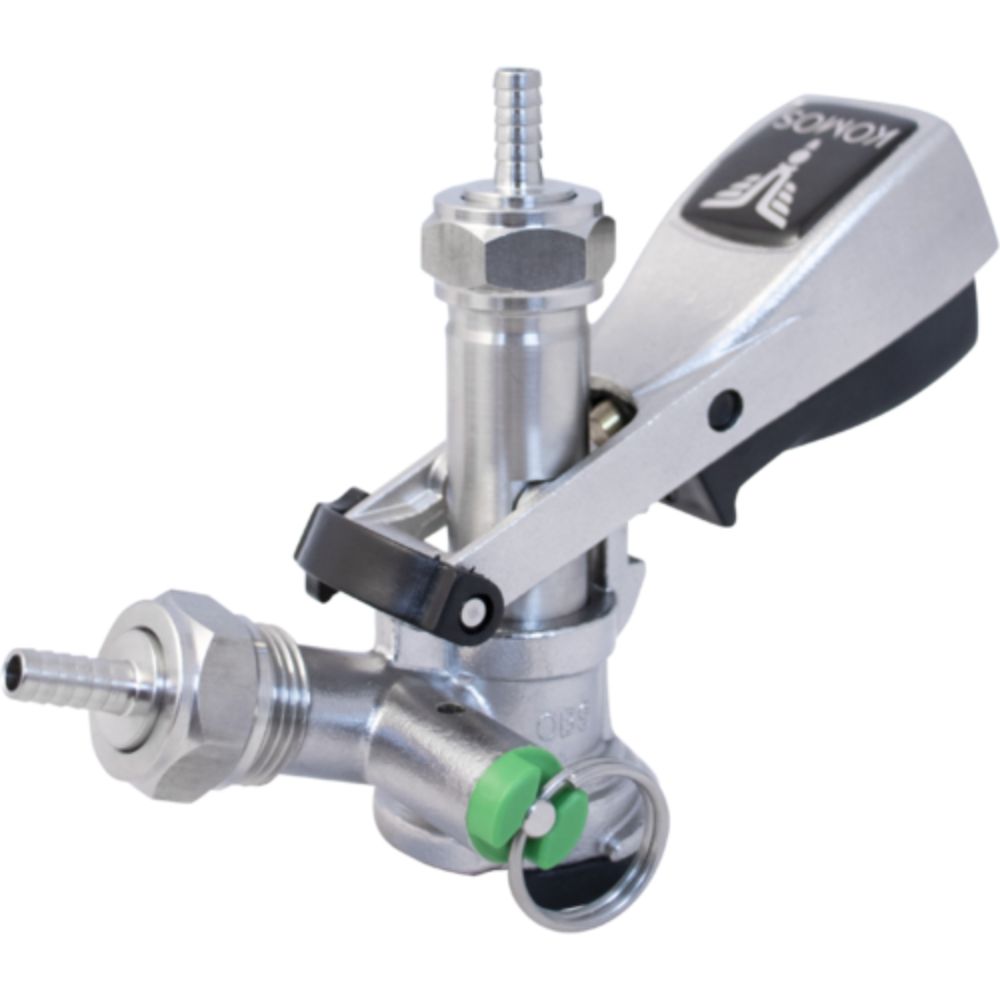 Komos Stainless Steel D-Style Keg Coupler (With PRV) 1/4 " Barb Connectors Included