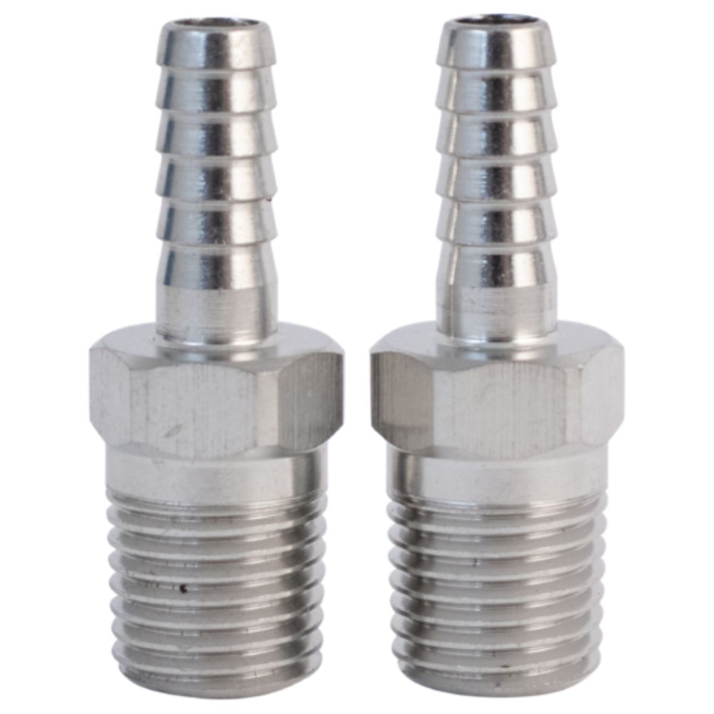 Komos Stainless Barb 1/4 In. MPT x 1/4 " Barb 2-Pack