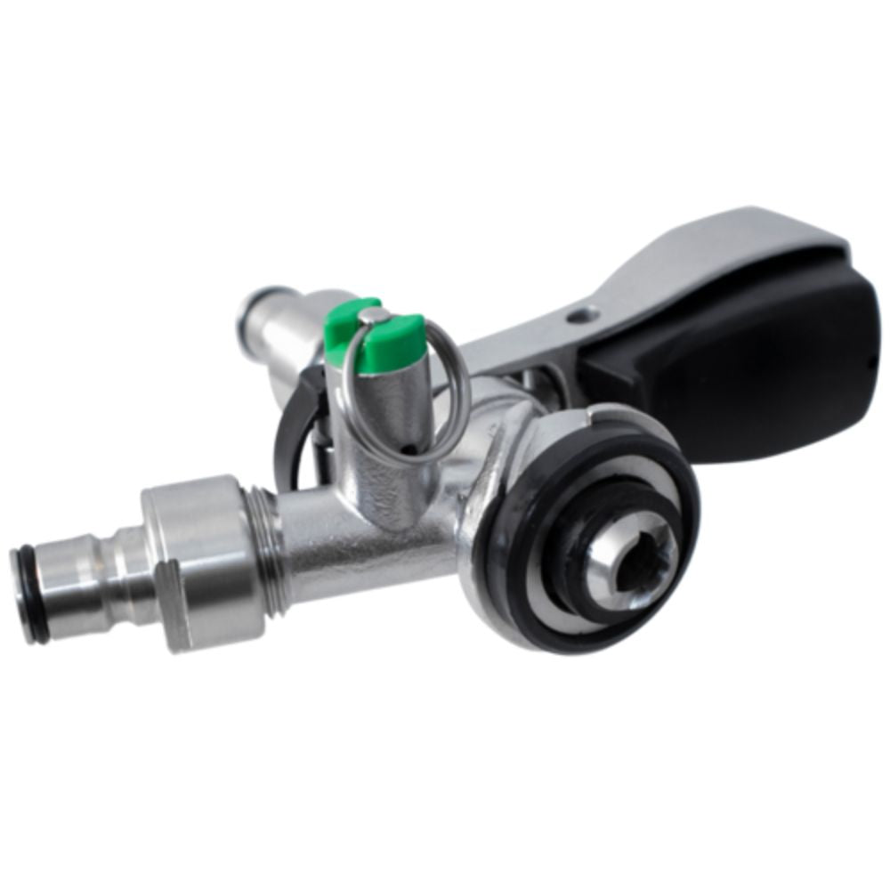 Komos Stainless Steel D-Style Keg Coupler with Ball Lock Quick Disconnect (QD) Adapters