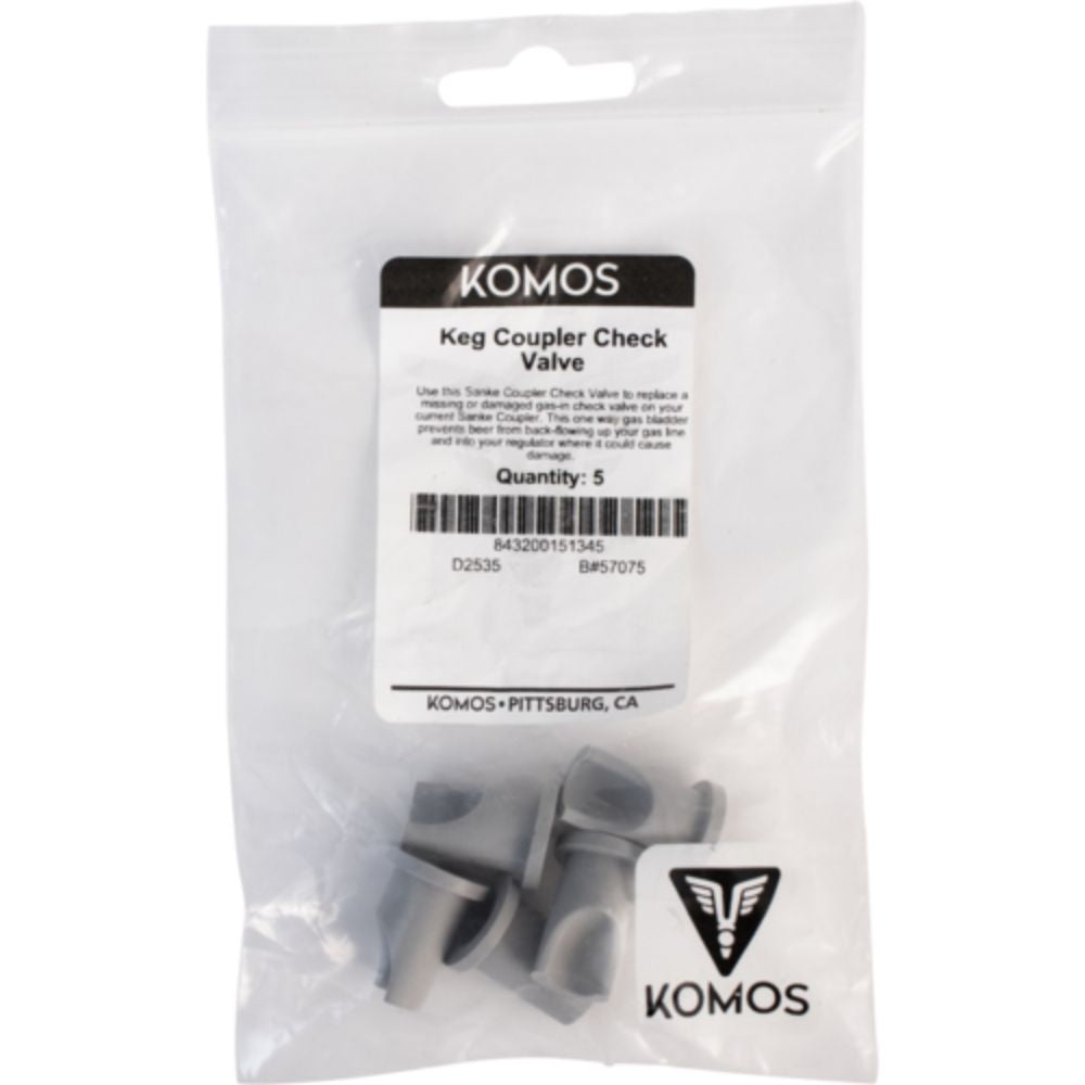 Komos Sanke Tap Keg Coupler Check Valve One Way Gas Bladder 5-Pack