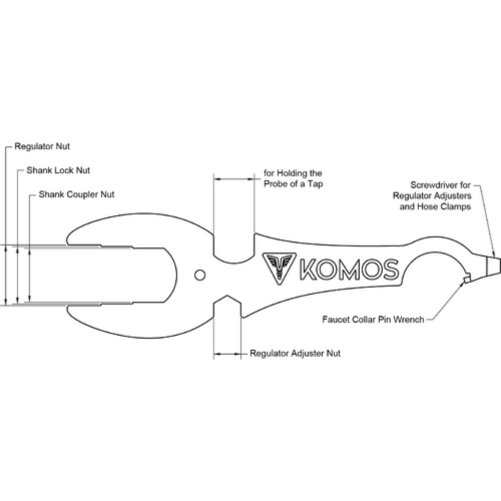Komos Pro Draft Wrench Multi Purpose Beer Faucet Wrench Pin Wrench Screwdriver Regulator Wrench Shank Coupler & Lock Nut Nut Wrench