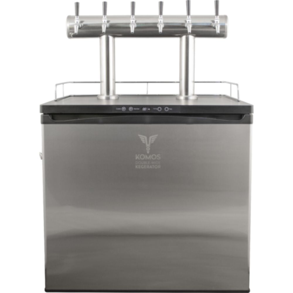 Komos 35-2/5" Double-Wide Stainless Steel Door Freestanding Kegerator