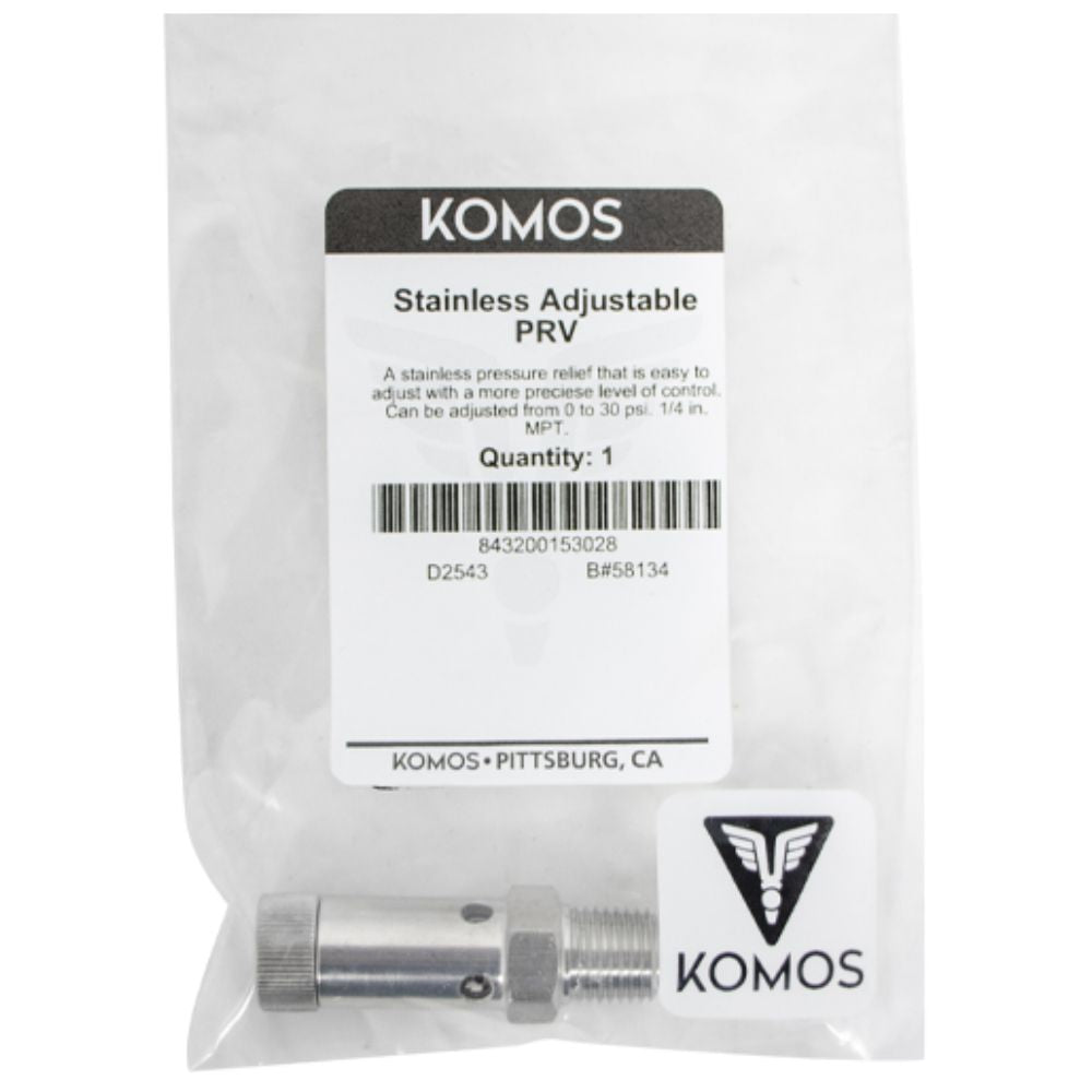 Komos Gas Pressure Relief Valve Adjustable Stainless 1/4 " MPT