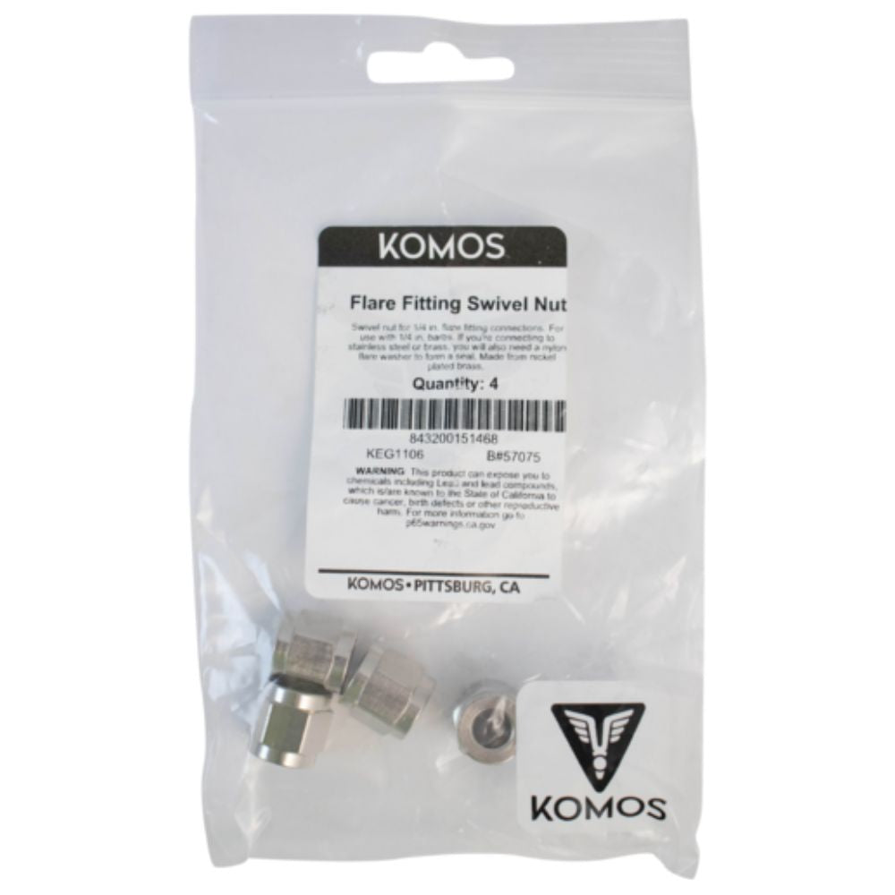 Komos Flare Fitting 1/4 " Swivel Nut For 1/4 " Barb 4-Pack
