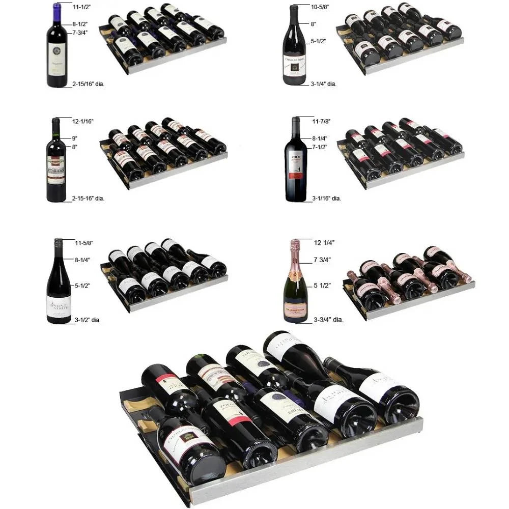 Illustration of Allavino VSWR172-2 Wine Refrigerator Capacity Estimate per Bottle Size