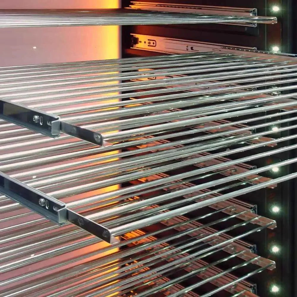 Vinotemp Backlit Series Commercial 300 Wine Cooler Interior Racks Close-up Photo