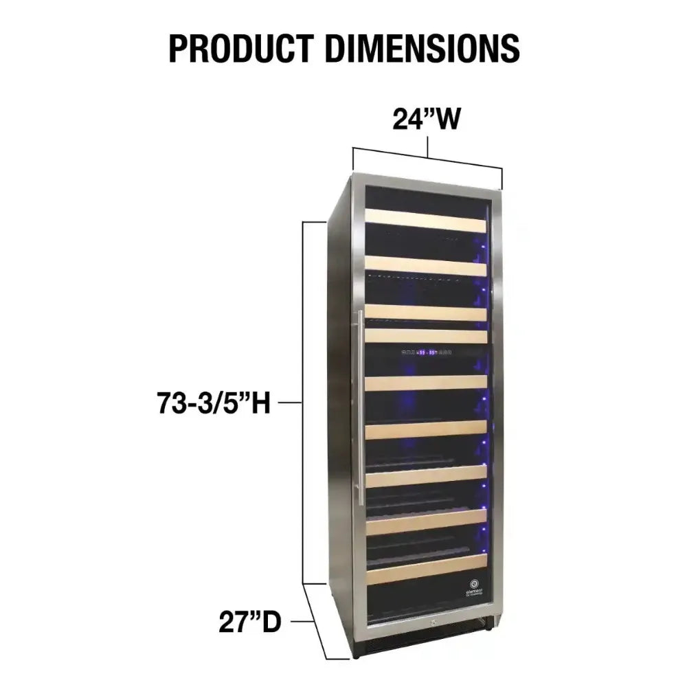 Illustration of Vinotemp EL-168WCST Wine Refrigerator Dimensions