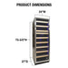 Illustration of Vinotemp EL-168WCST Wine Refrigerator Dimensions