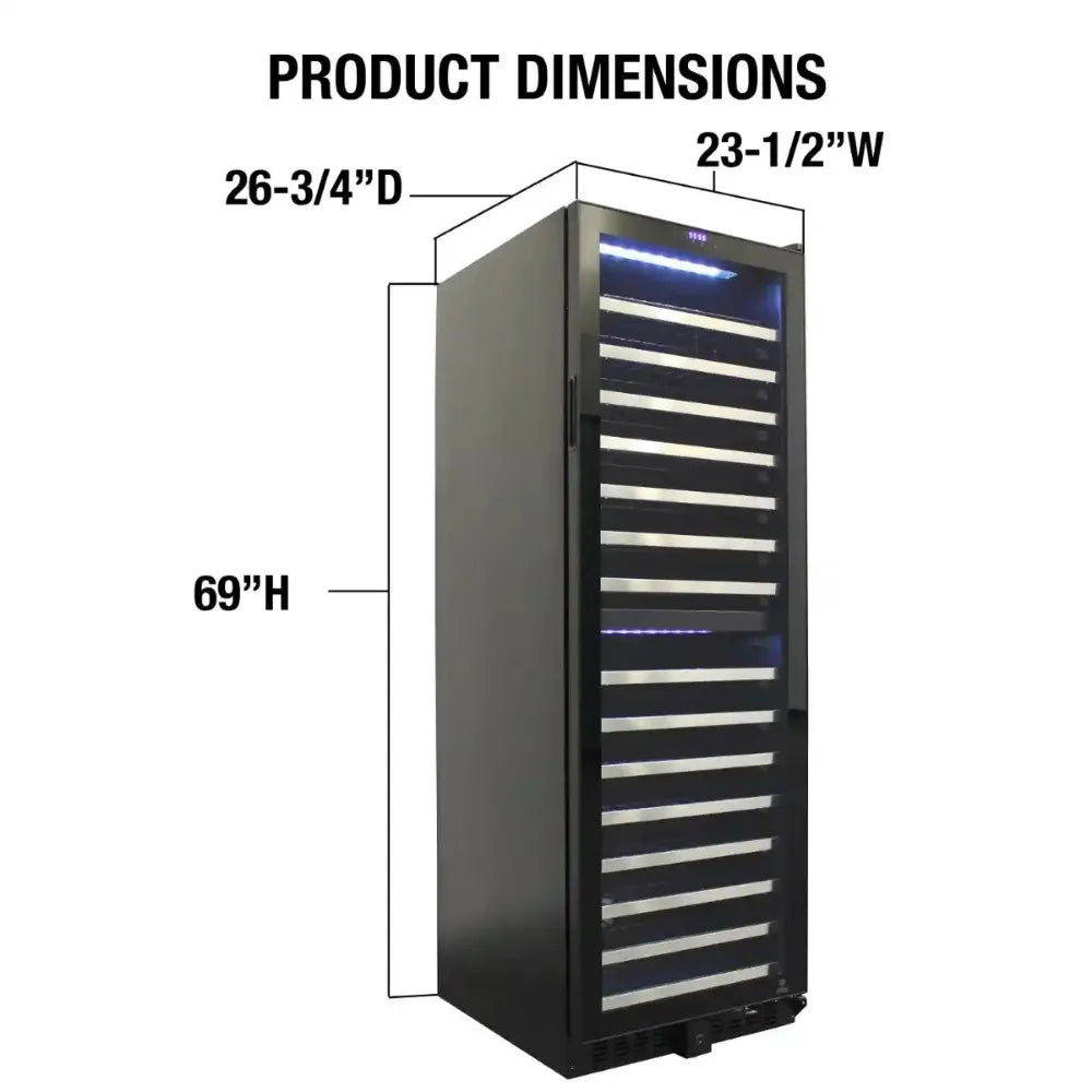Dimensions Illustration of Vinotemp EL-142TSST Wine Cooler