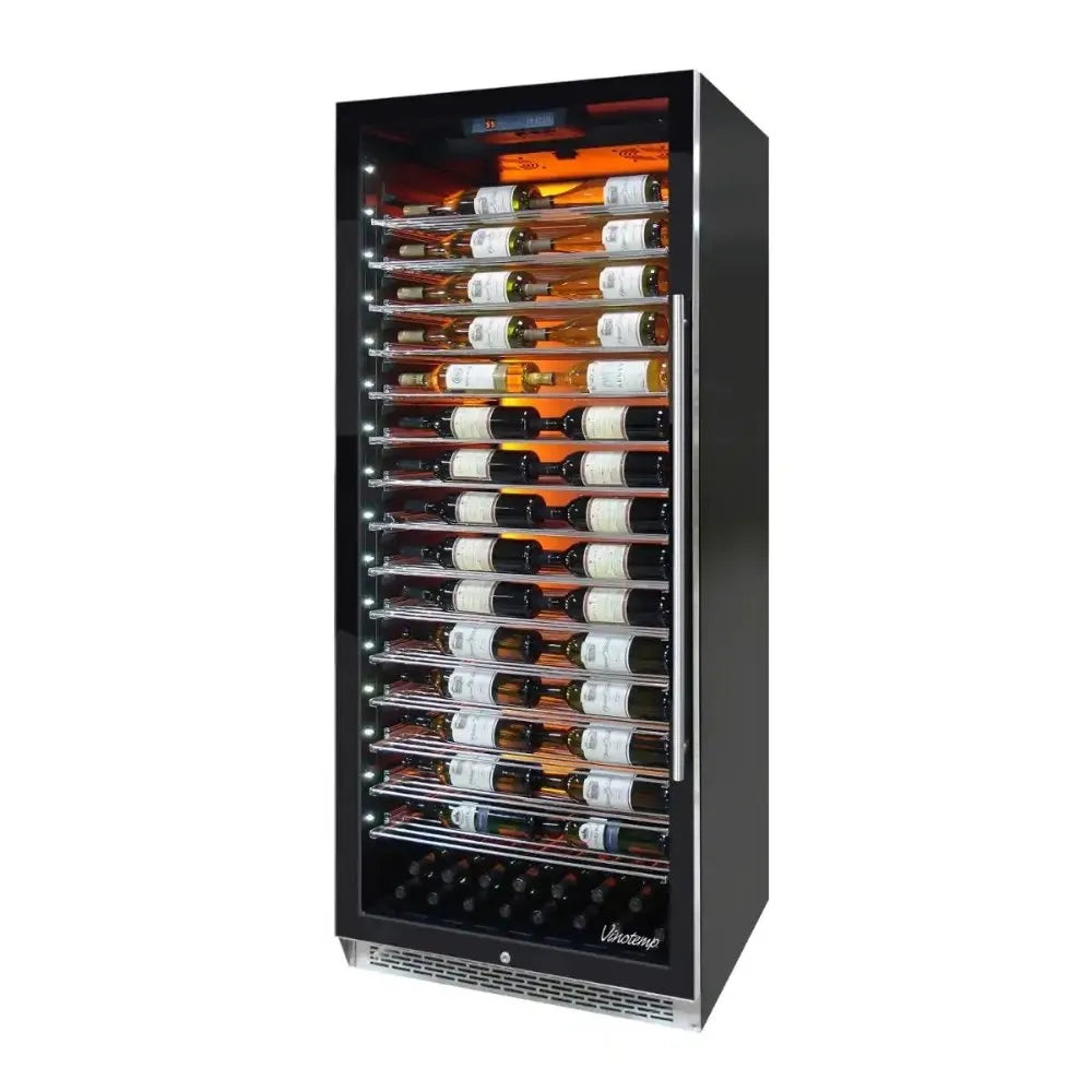 Photo of Vinotemp EL-300COMM-L Wine Refrigerator Stocked with Bottles