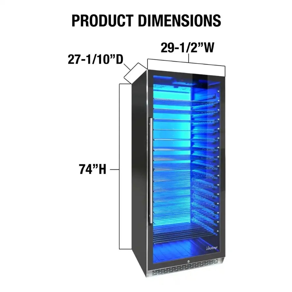 Illustration of Vinotemp EL-300COMM Wine Refrigerator Dimensions