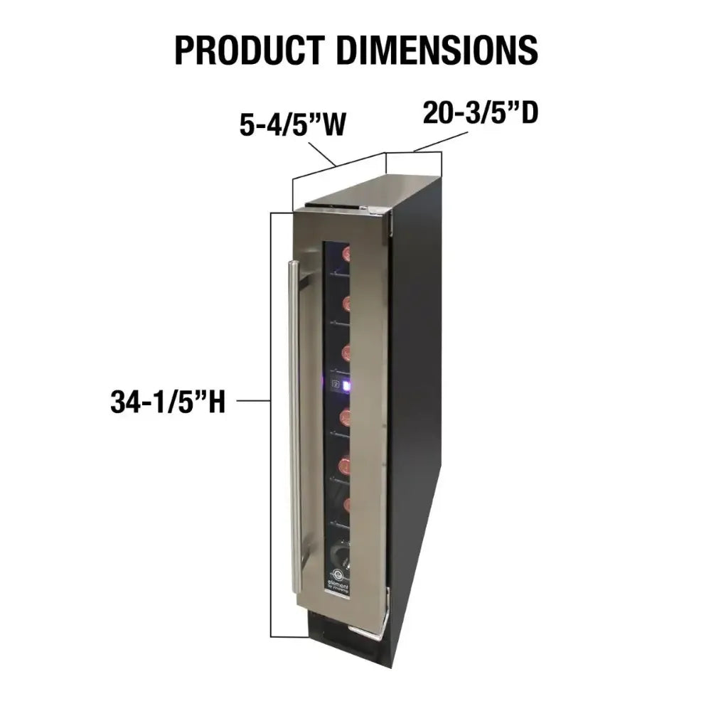 Illustration of Vinotemp EL-7TSST Wine Cooler Dimensions