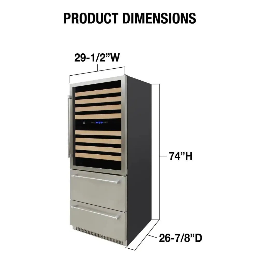 Illustration of Vinotemp EL-BWC30TB-S Beverage Fridge Dimensions