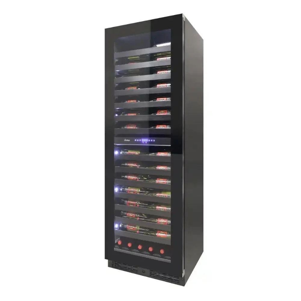 Vinotemp VT-24PR125 Front Angle with Wine Bottles Photo