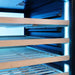Close Up Photo of Vinotemp VTWC041EVGSS Wine Refrigerator Interior with Blue LED Light
