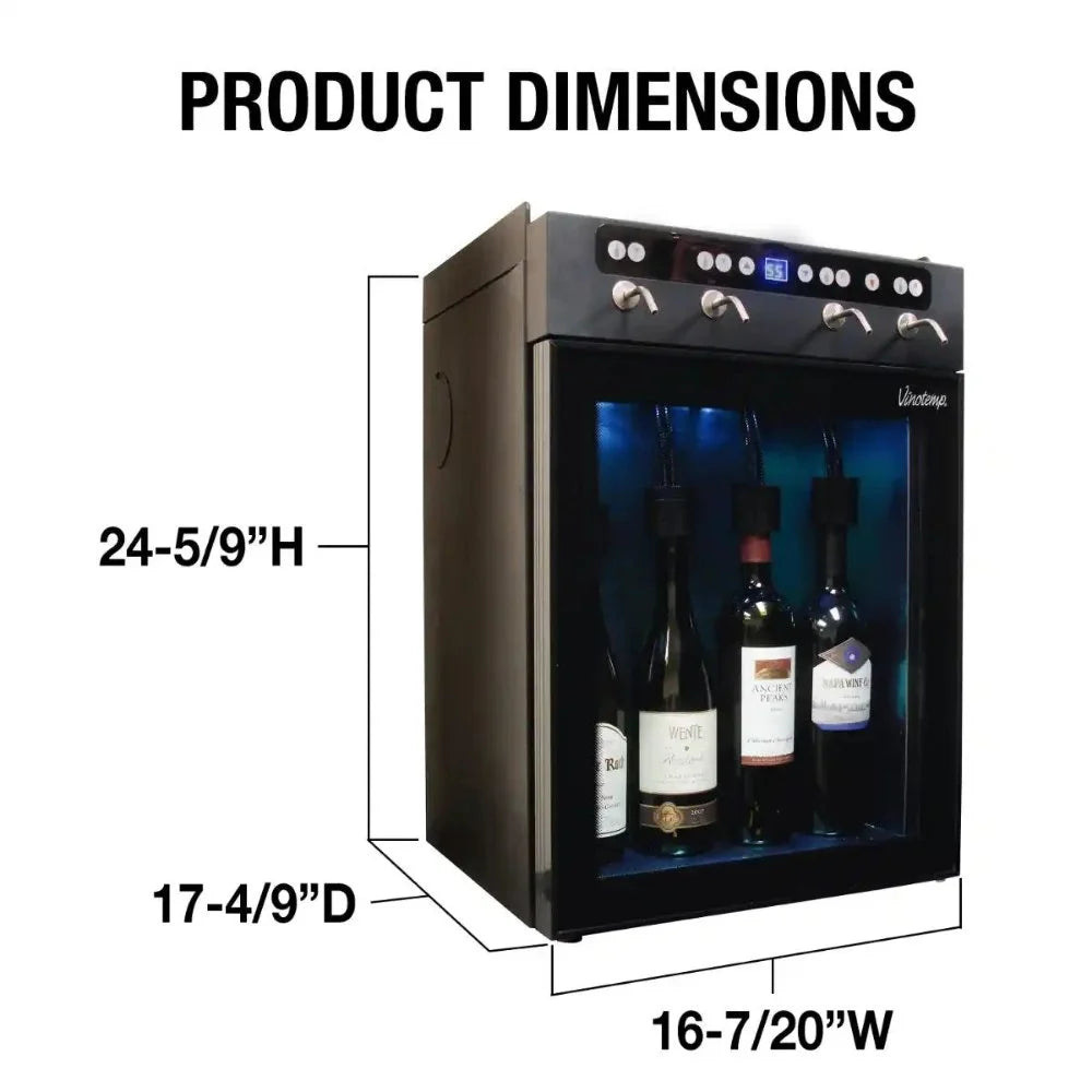 Vinotemp Wine Dispenser Product Dimensions Illustration